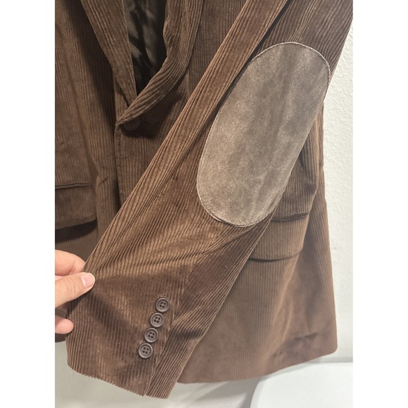 Stafford 44L brown corduroy blazer jacket sport suit coat elbow patches classic - Picture 4 of 14
